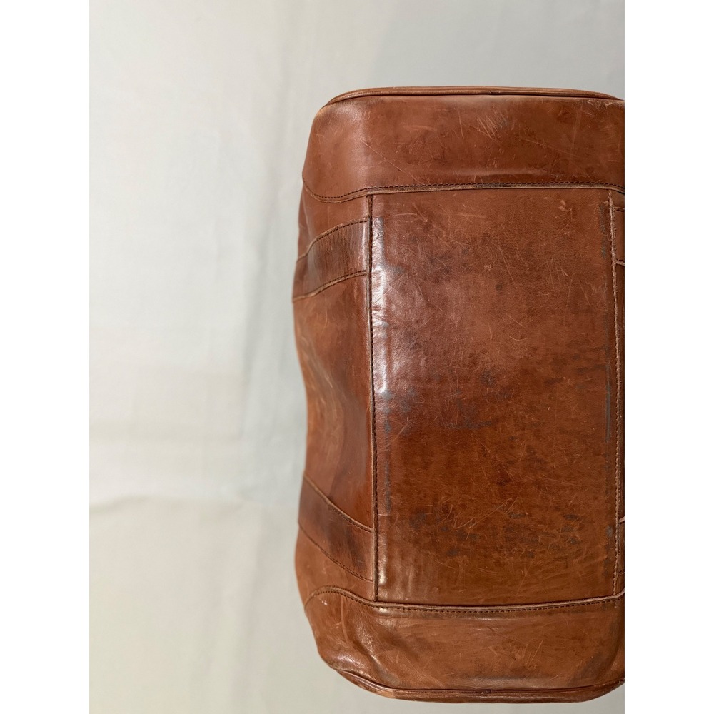 Ralph Lauren Leather Duffel Bag Unisex Large Brown Good Vintage Heritage Crest - Picture 6 of 16